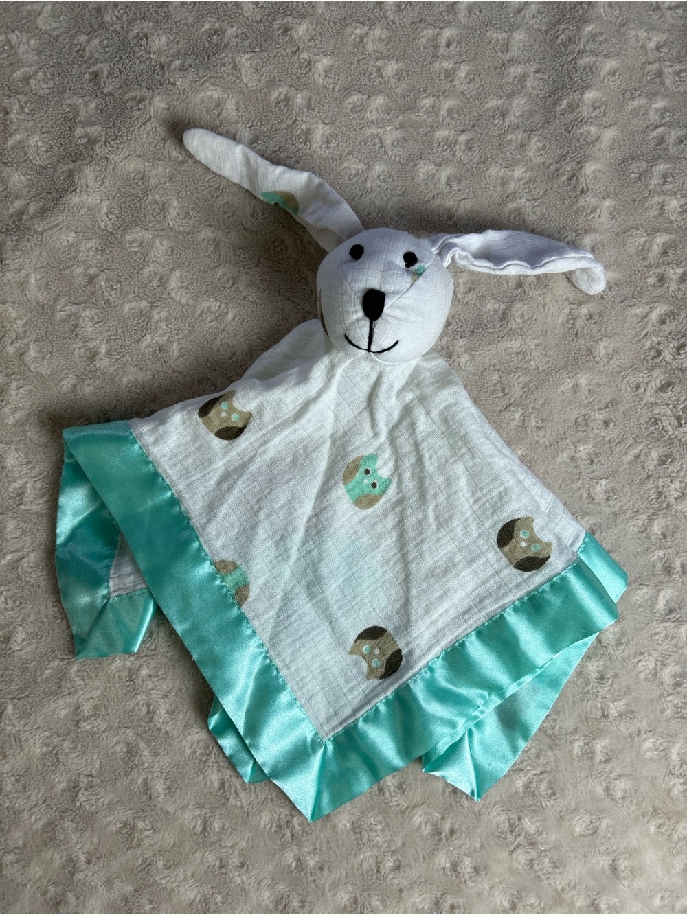 Aden + Anais Green Bunny Rabbit Lovey Security Blanket Owls White Tan Brown